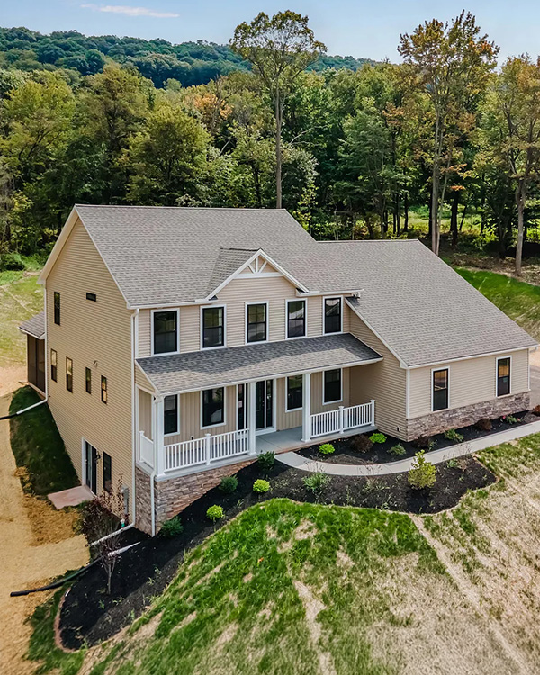 Exterior view of a beautifully designed custom home built by Yingst Building Group in Pennsylvania